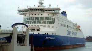 De DFDS ferry die ons naar Dover zal brengen.
